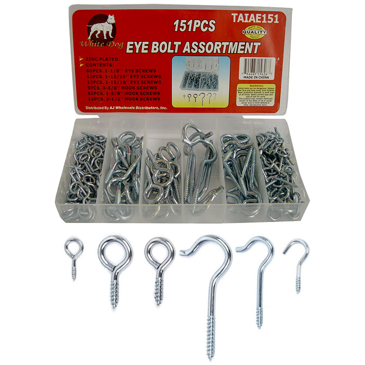 thumbnail image 2 of Calhawk 151 Piece Eye Bolt Assortment Set - Hook & Eye Screw Assorted Sizes 2 of 3