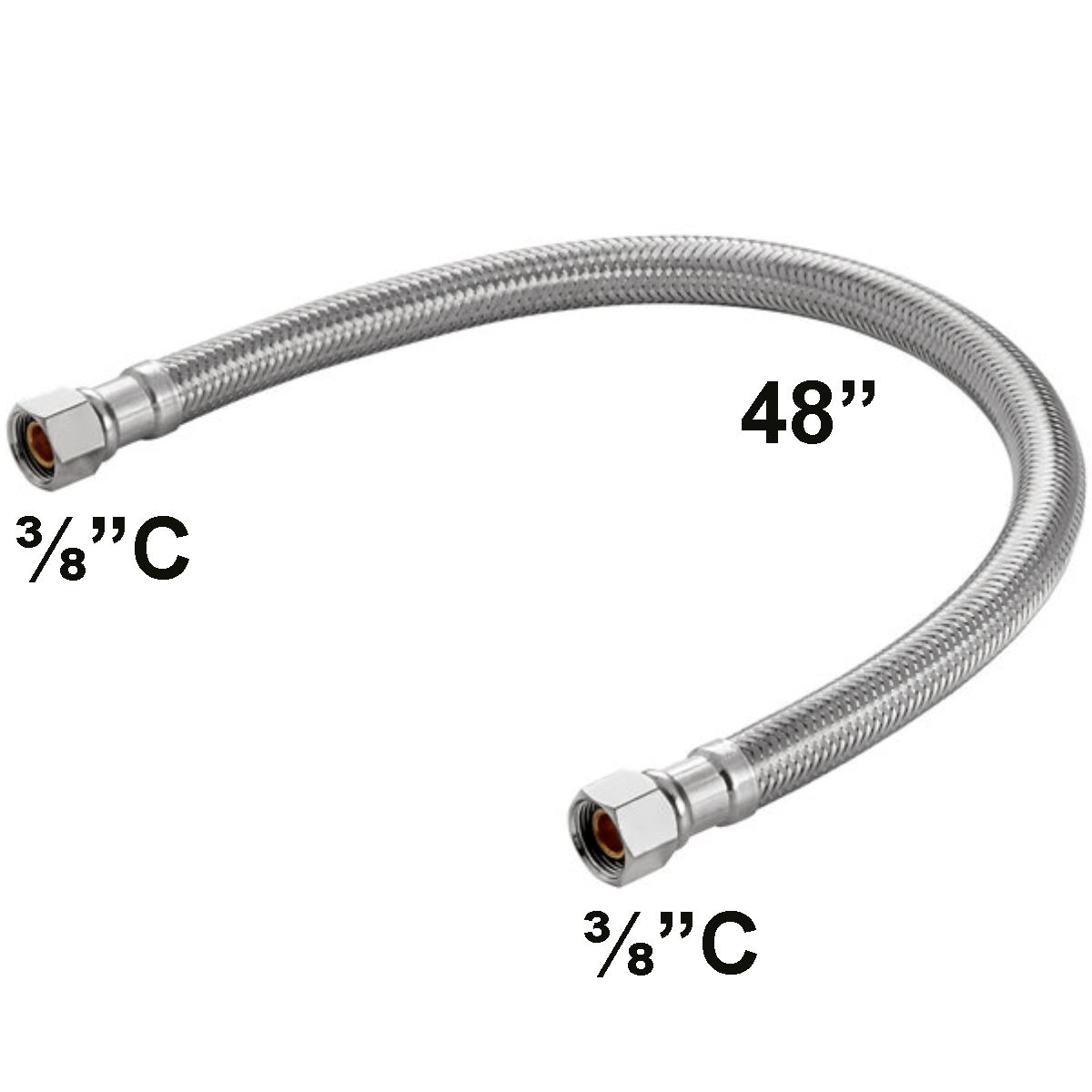 3/8X3/8X48 SS FAUCET LINE 10XBOX | AJ Wholesale Distributors, Inc.